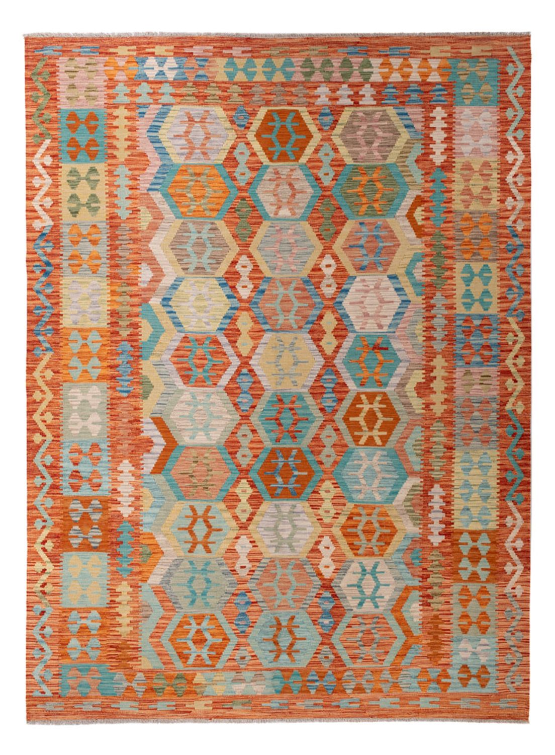 Kelim Carpet - Splash - 294 x 210 cm - flerfarvet
