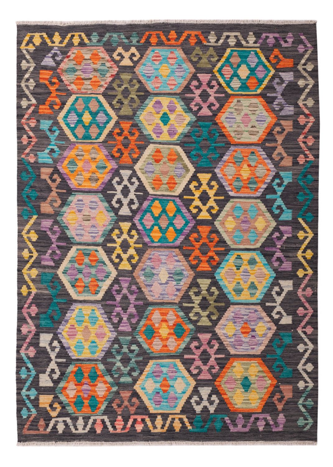 Kelim Carpet - Splash - 180 x 127 cm - flerfarvet
