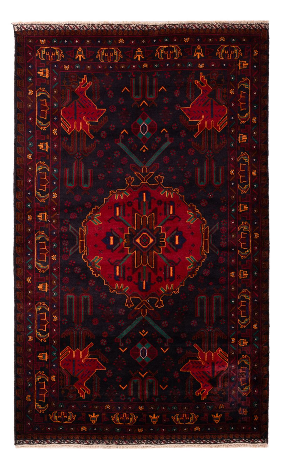 Baluch-tæppe - 207 x 127 cm - mørkerød