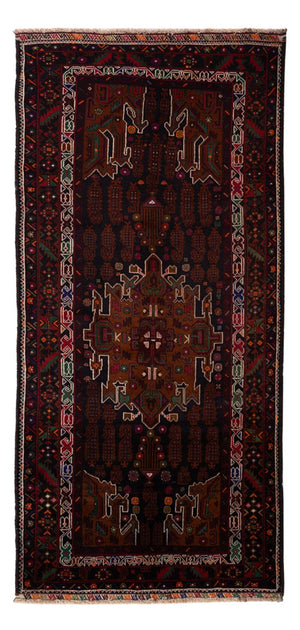 Løber Baluch-tæppe - 222 x 103 cm - mørkerød