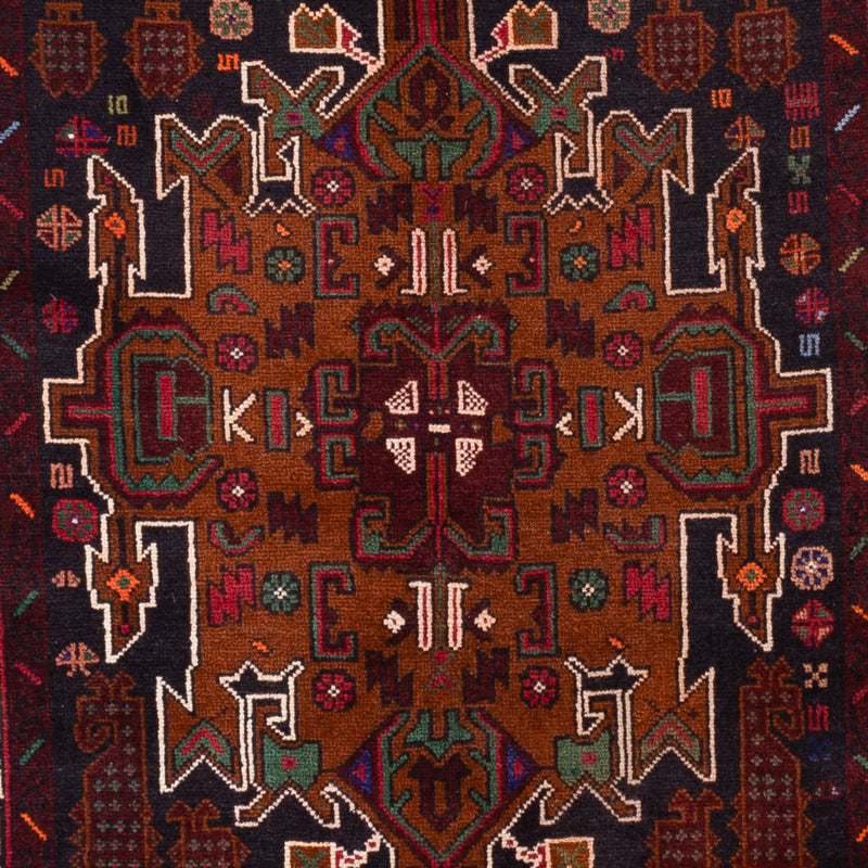 Løber Baluch-tæppe - 222 x 103 cm - mørkerød