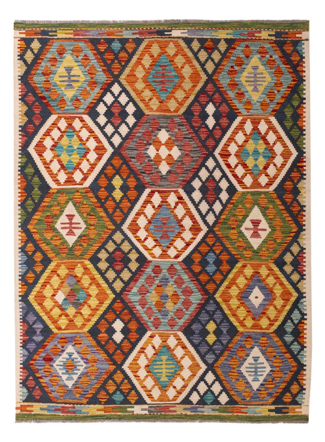 Kelim Carpet - Splash - 176 x 128 cm - flerfarvet