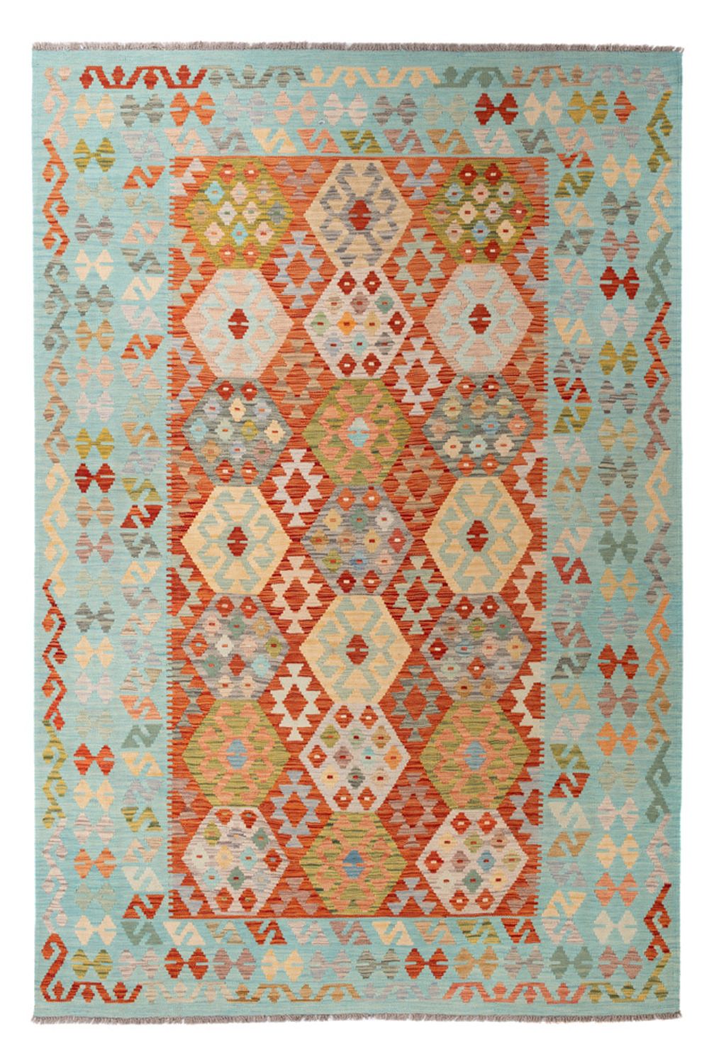 Kelim Carpet - Splash - 305 x 195 cm - flerfarvet