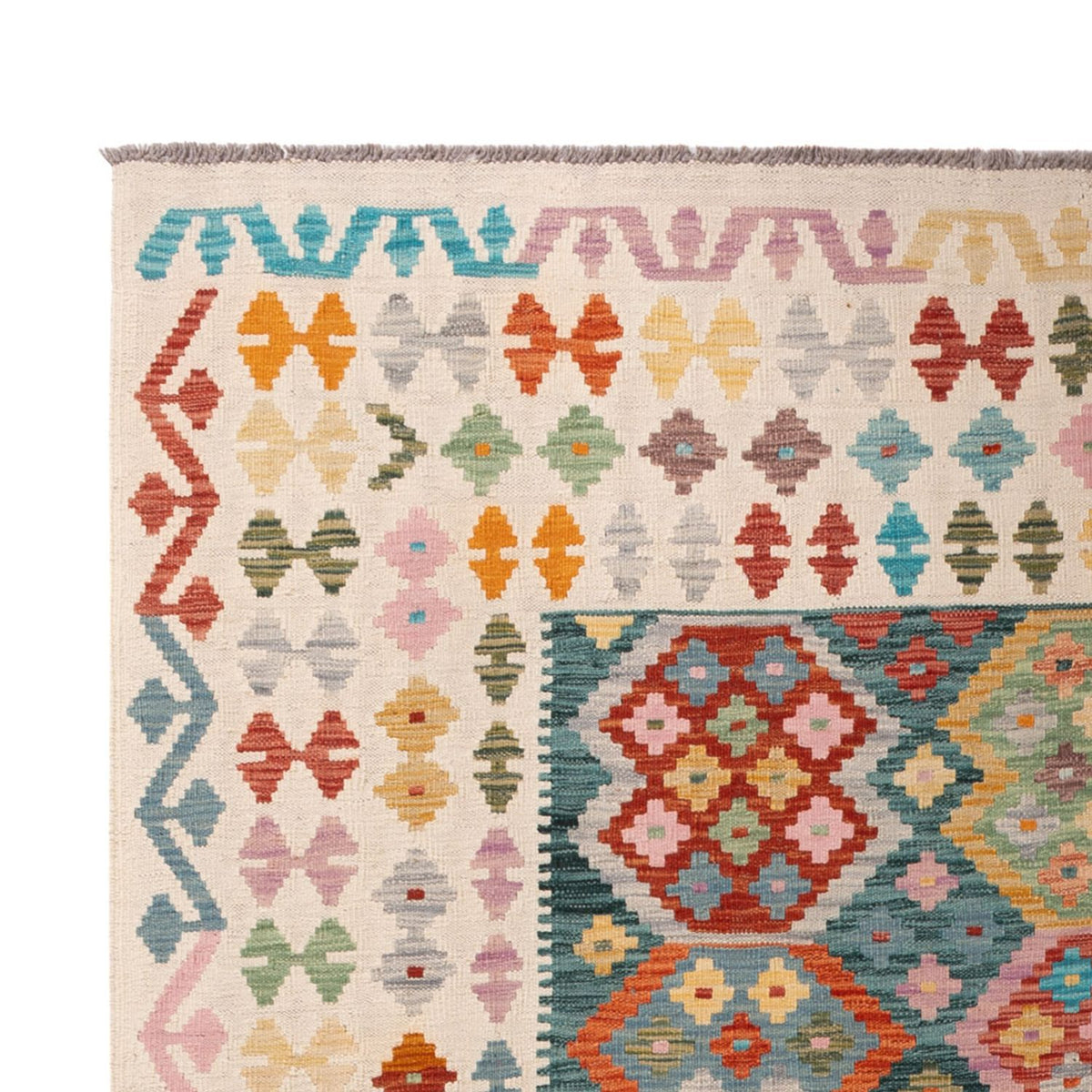 Kelim Carpet - Splash - 294 x 206 cm - flerfarvet