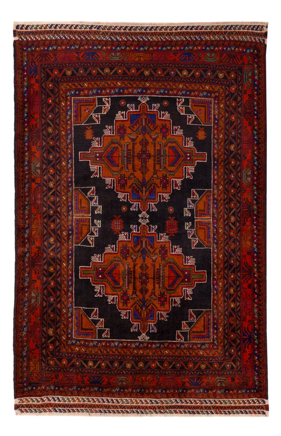 Belutsch Teppich - 193 x 130 cm - dunkelrot