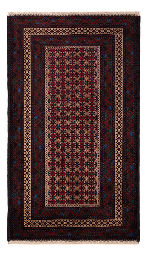 Løber Baluch-tæppe - 200 x 114 cm - mørkerød