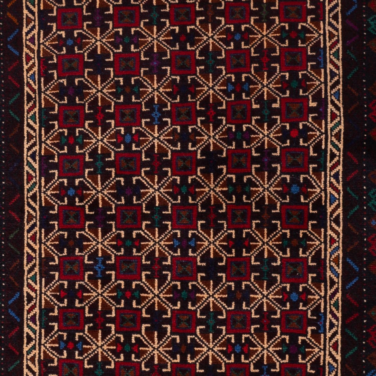 Løber Baluch-tæppe - 200 x 114 cm - mørkerød