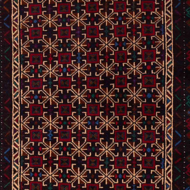 Løber Baluch-tæppe - 200 x 114 cm - mørkerød