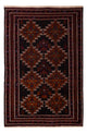 Baluch-tæppe 127x192cm - Orientalsk tæppe - mørkerød