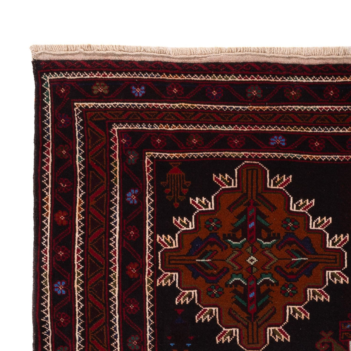 Baluch-tæppe 127x192cm - Orientalsk tæppe - mørkerød