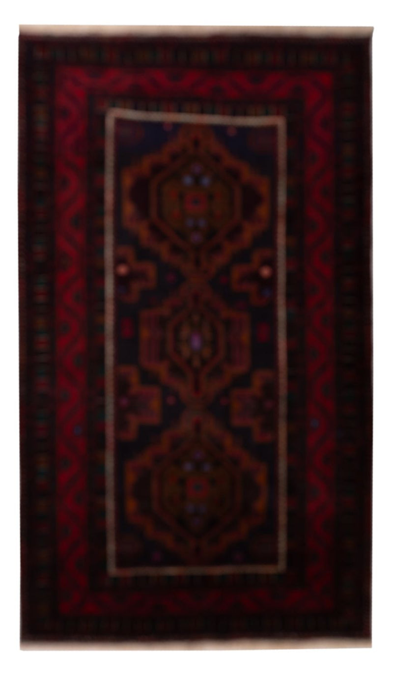 Løber Baluch-tæppe - 227 x 129 cm - mørkerød