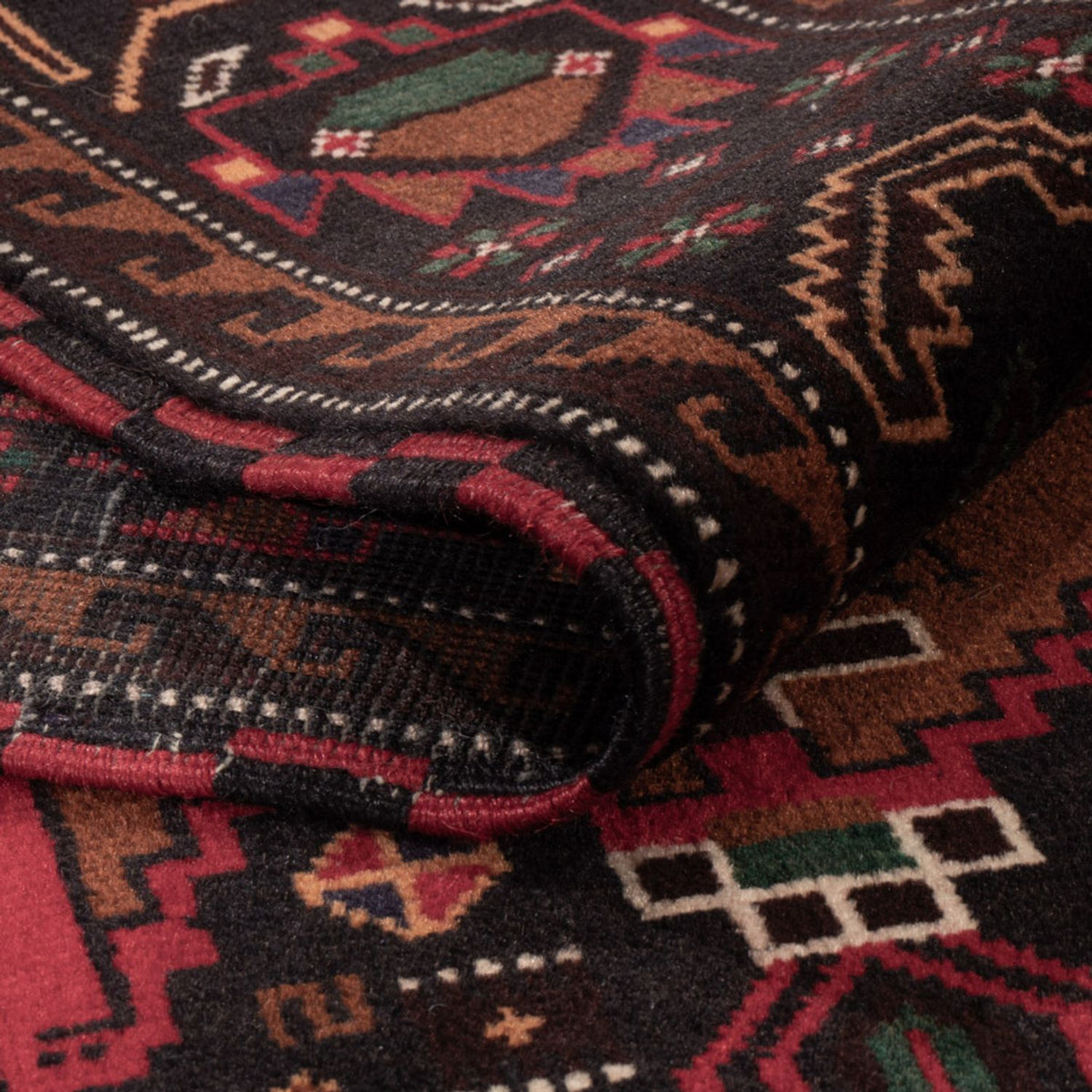 Baluch-tæppe - 195 x 117 cm - mørkerød