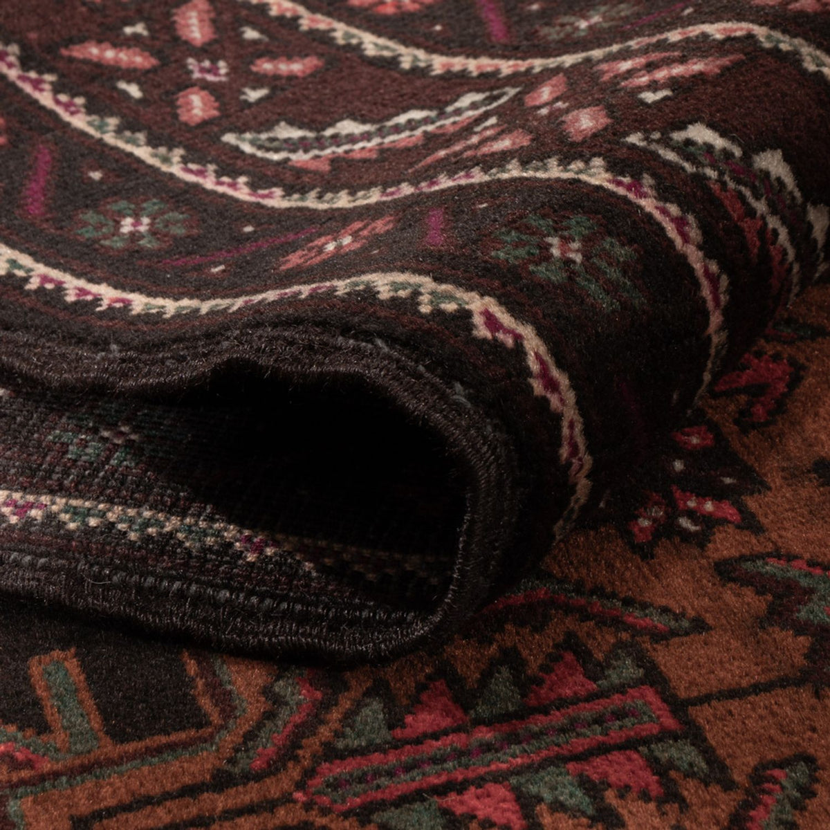 Løber Baluch-tæppe - 201 x 114 cm - mørkerød