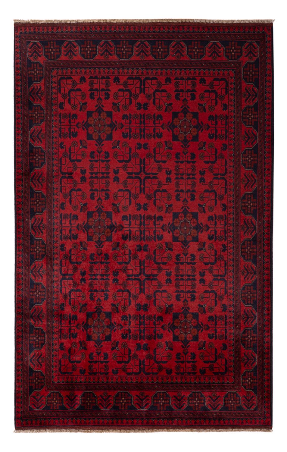 Afghansk tæppe - Kunduz - 203 x 128 cm - rød
