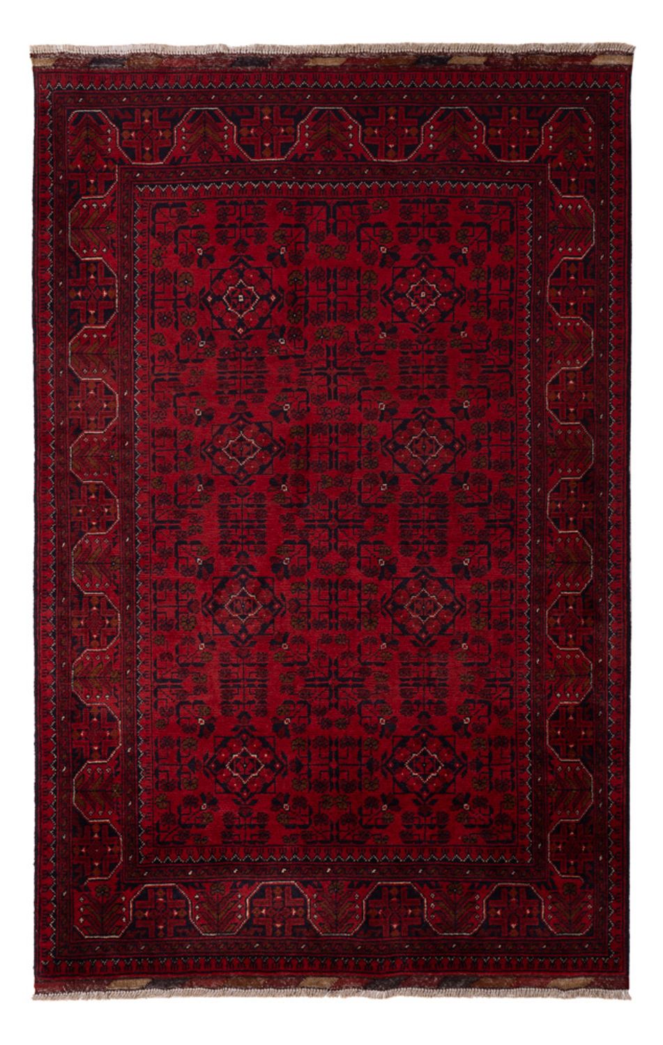 Afghansk tæppe - Kunduz - 198 x 123 cm - rød