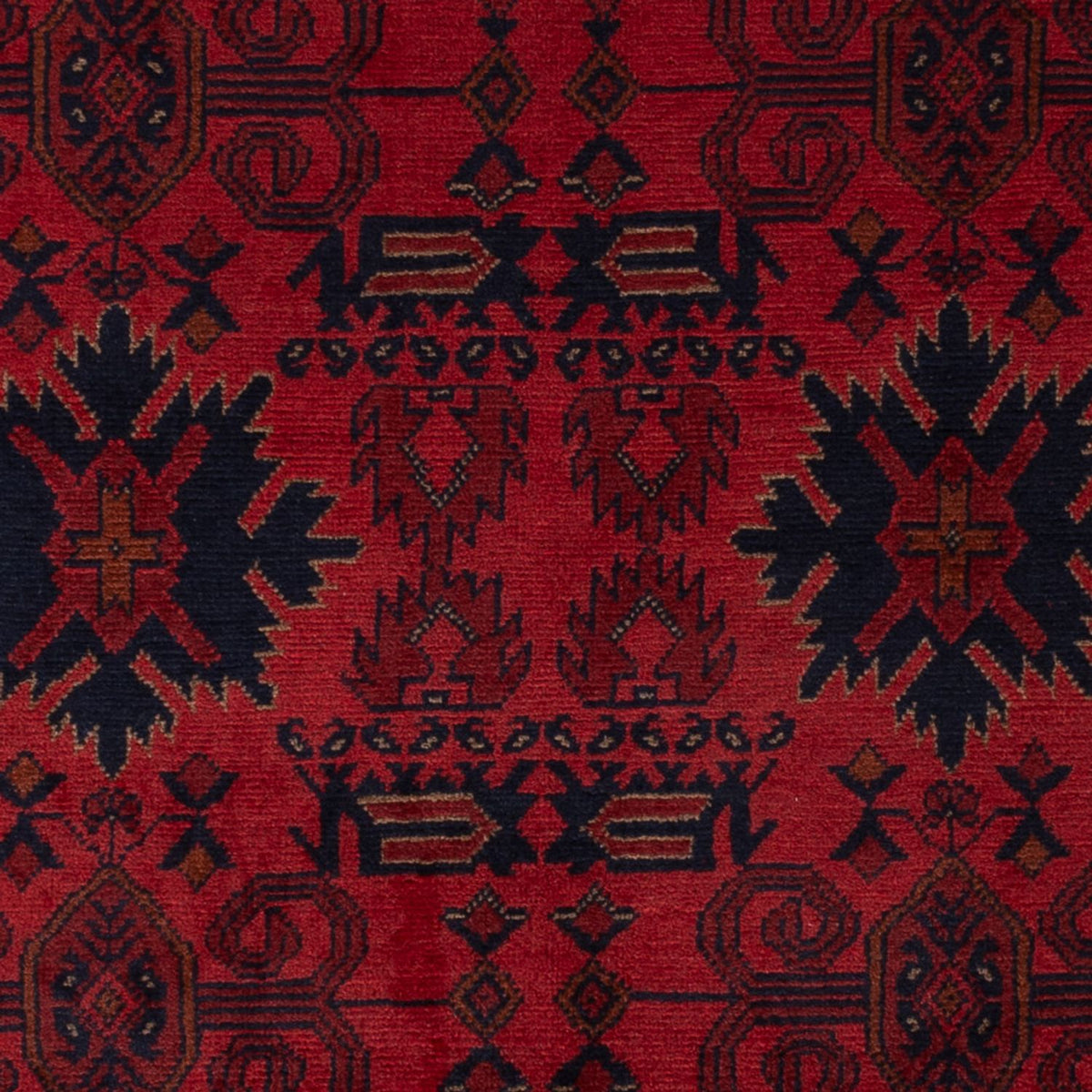 Afghansk tæppe - Kunduz - 199 x 123 cm - mørkerød