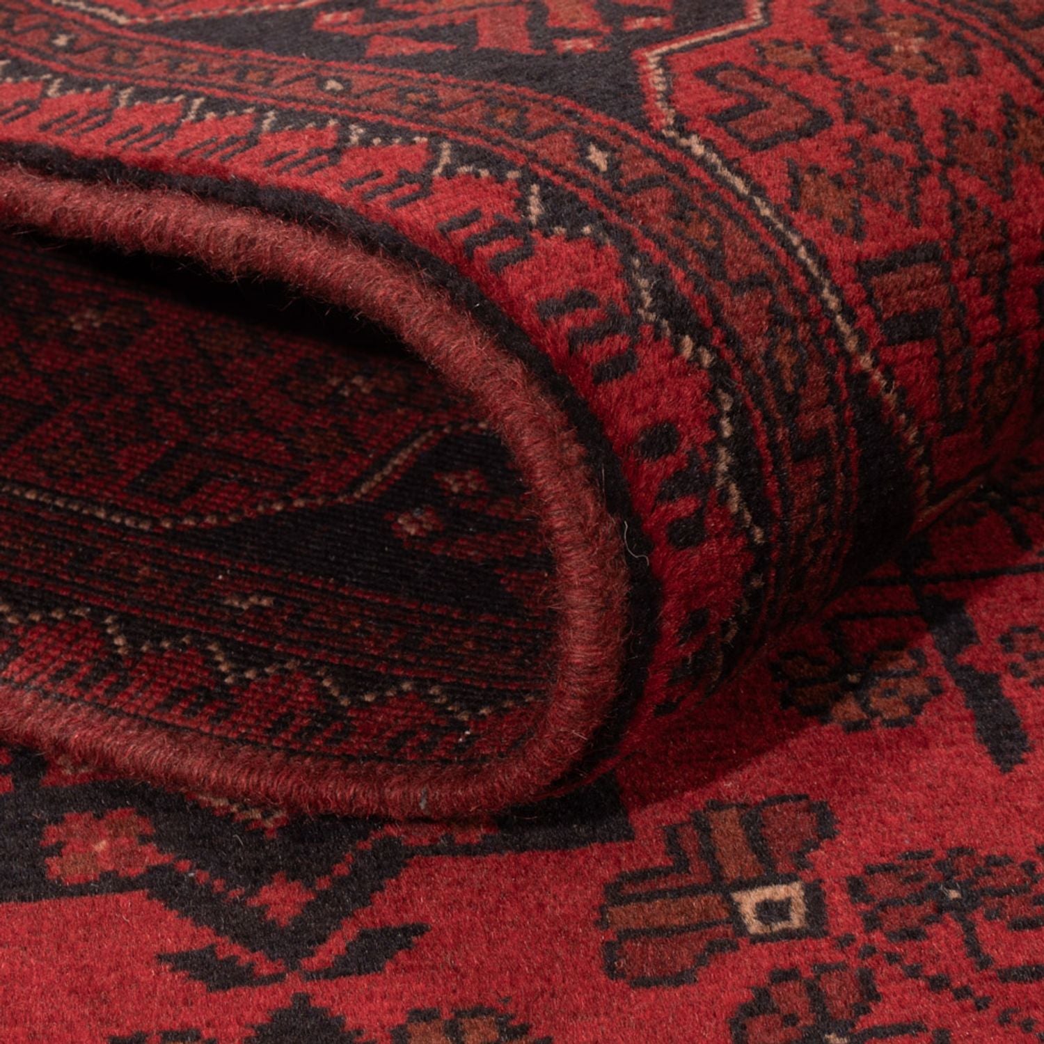 Afghan Teppich - Kunduz - 199 x 124 cm - dunkelrot