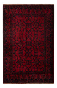 Afghansk tæppe - Kunduz - 201 x 129 cm - mørkerød