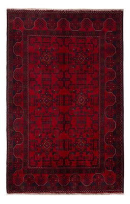 Afghansk tæppe - Kunduz - 201 x 126 cm - mørkerød