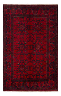 Afghansk tæppe - Kunduz - 201 x 126 cm - mørkerød