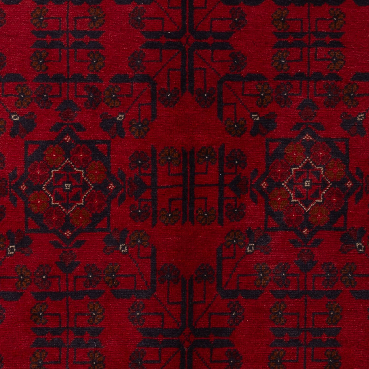Afghansk tæppe - Kunduz - 201 x 126 cm - mørkerød