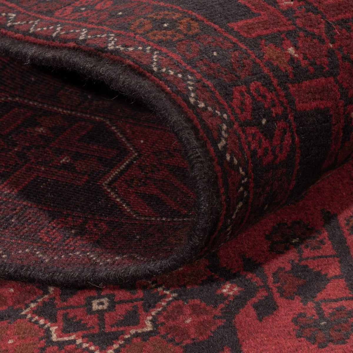 Afghansk tæppe - Kunduz - 201 x 126 cm - mørkerød