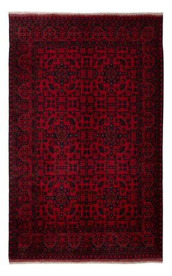 Afghansk tæppe - Kunduz - 200 x 127 cm - mørkerød