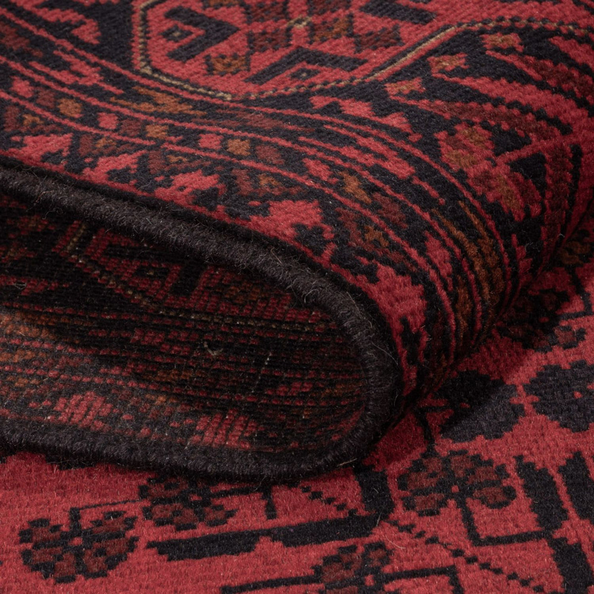 Afghansk tæppe - Kunduz - 200 x 127 cm - mørkerød