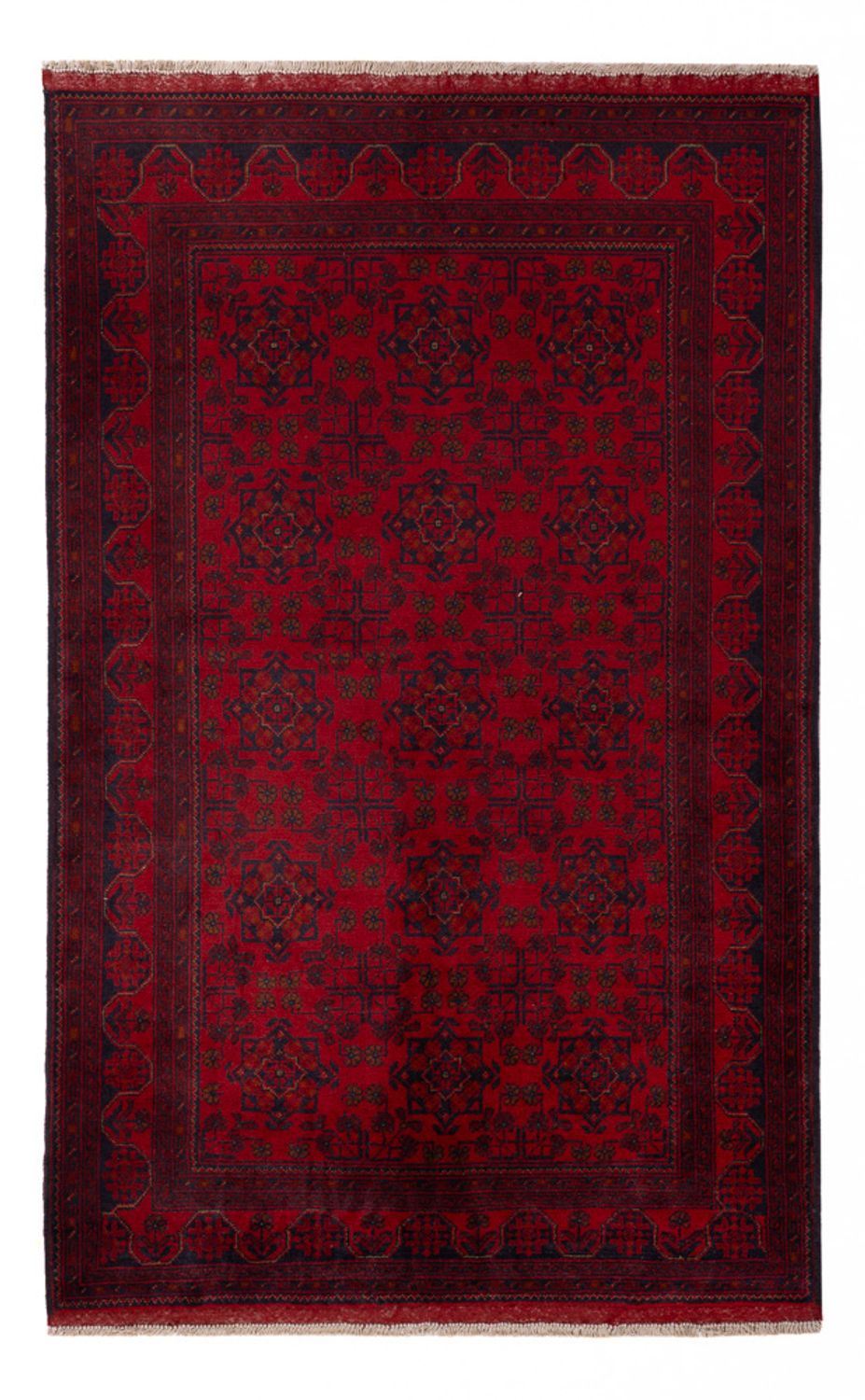 Afghansk tæppe - Kunduz - 195 x 123 cm - mørkerød