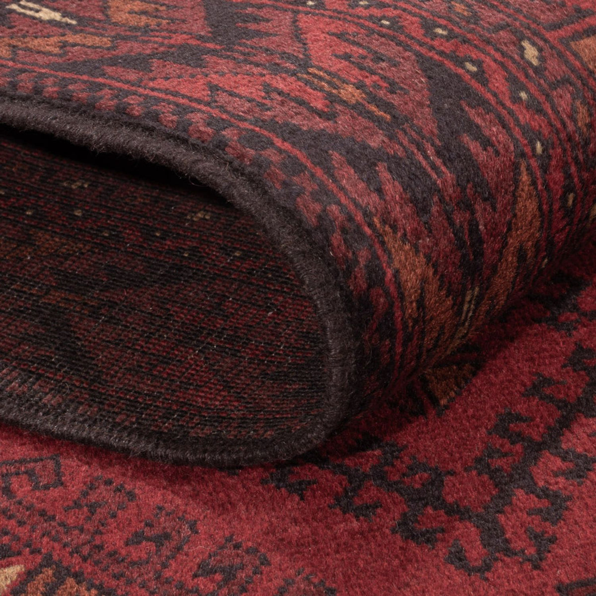 Afghansk tæppe - Kunduz - 195 x 125 cm - mørkerød