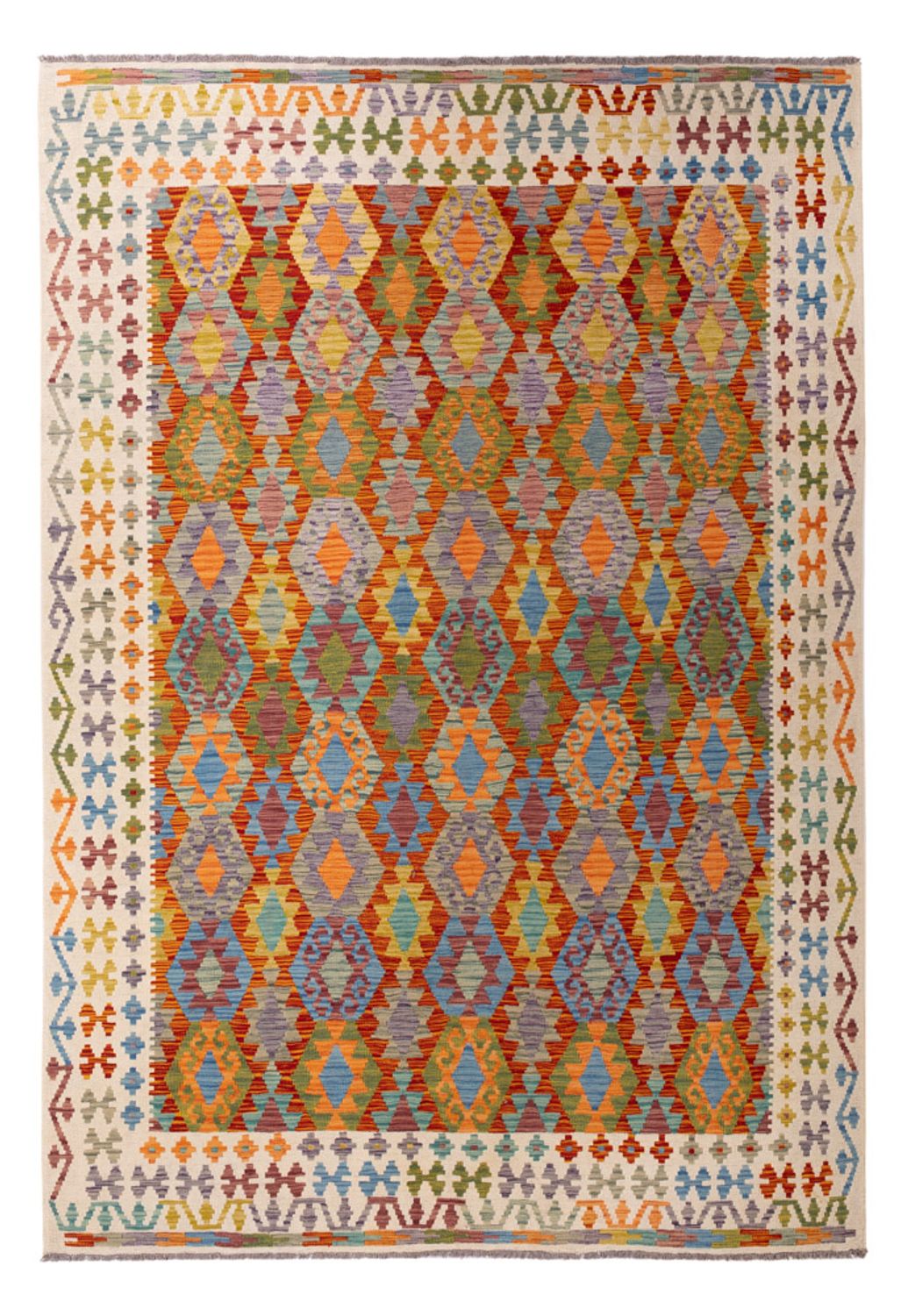 Kelim Carpet - Splash - 298 x 202 cm - flerfarvet