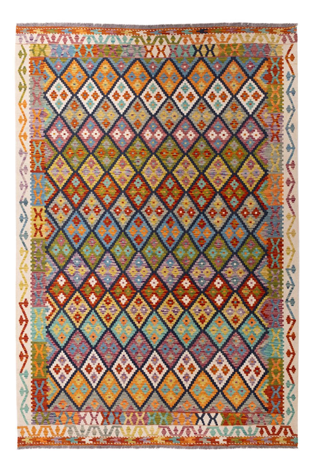 Kelim Carpet - Splash - 304 x 207 cm - flerfarvet