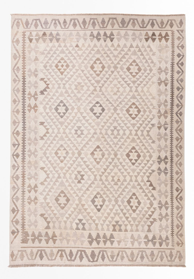 Kelim Carpet - Splash - 286 x 202 cm - lysegrå