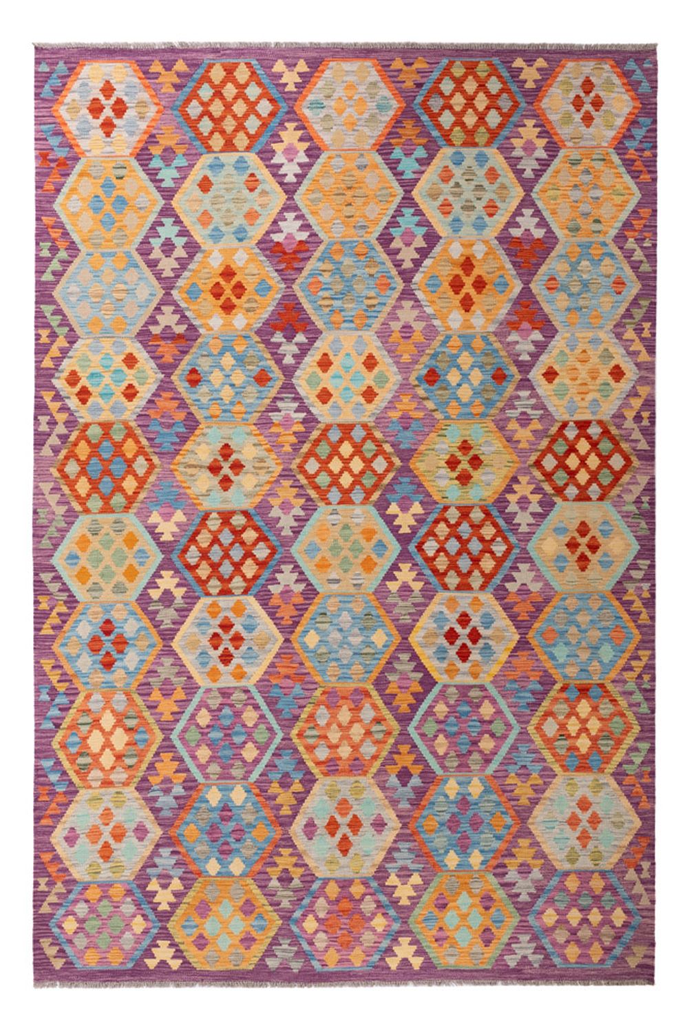 Kelim Carpet - Splash - 313 x 206 cm - flerfarvet