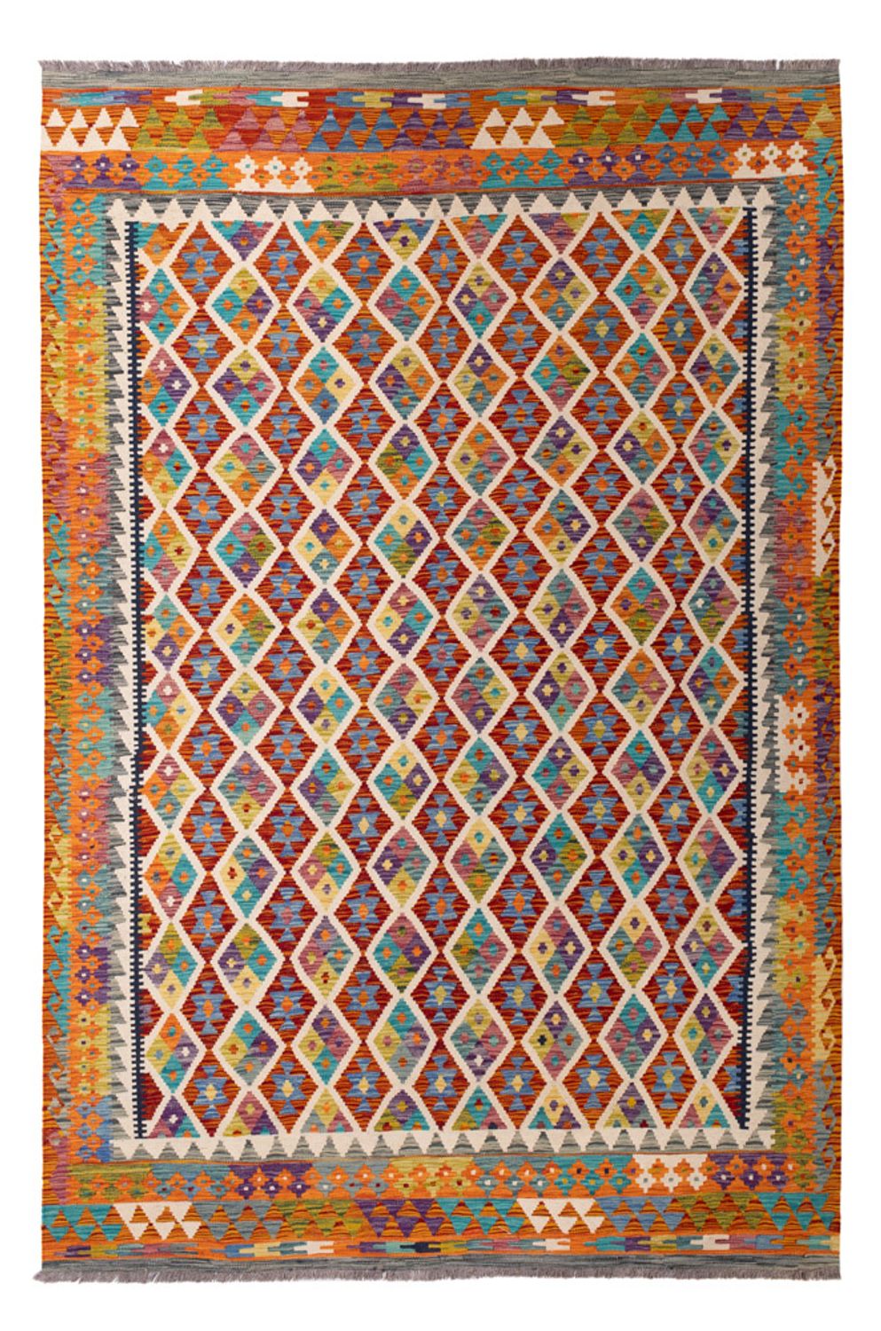 Kelim Carpet - Splash - 307 x 205 cm - flerfarvet