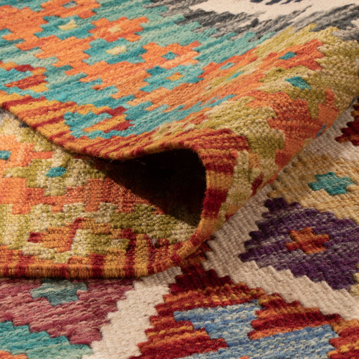 Kelim Carpet - Splash - 307 x 205 cm - flerfarvet