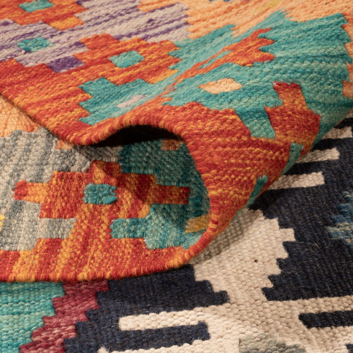 Kelim Carpet - Splash - 308 x 205 cm - flerfarvet