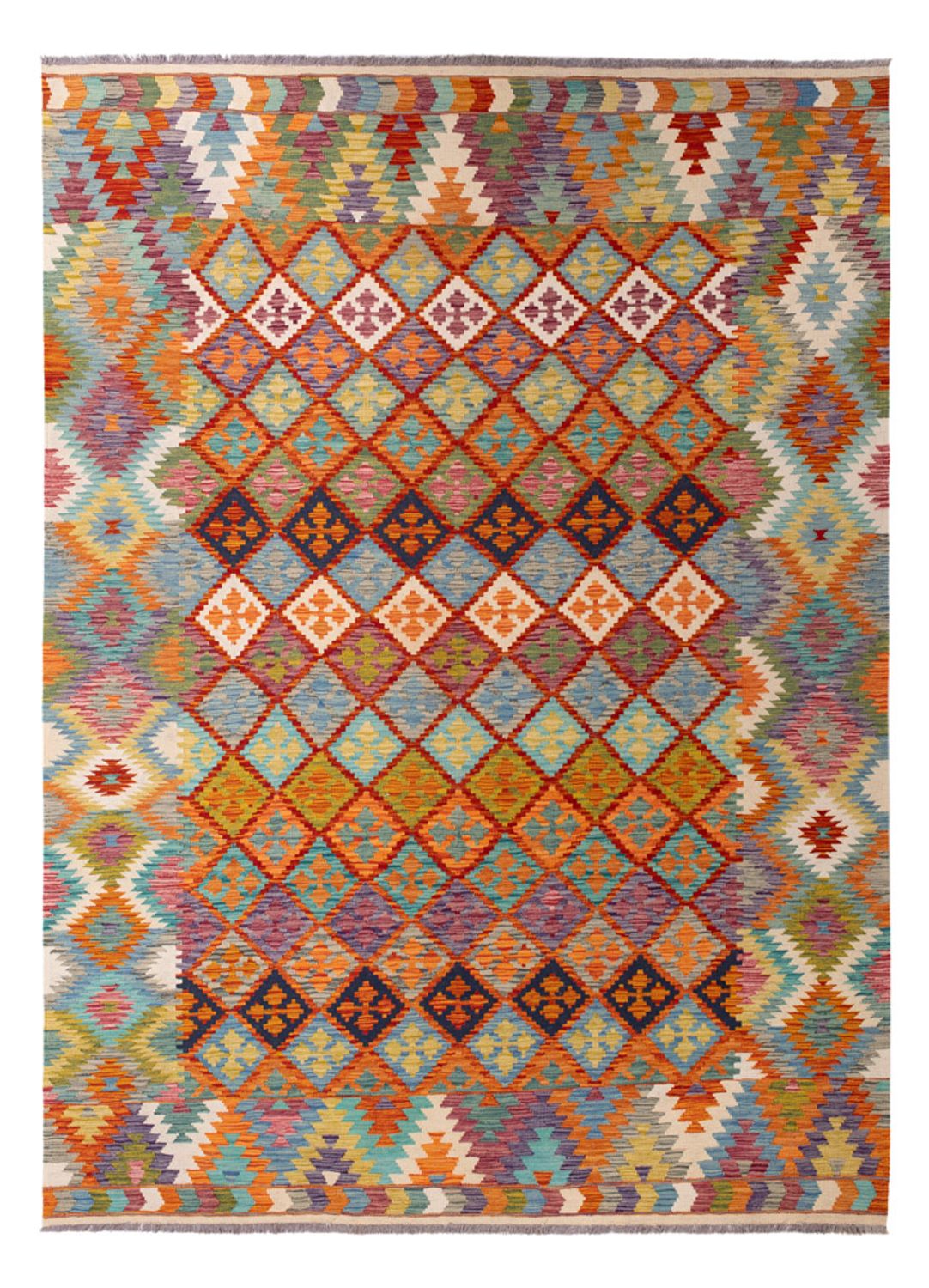 Kelim Carpet - Splash - 296 x 209 cm - flerfarvet