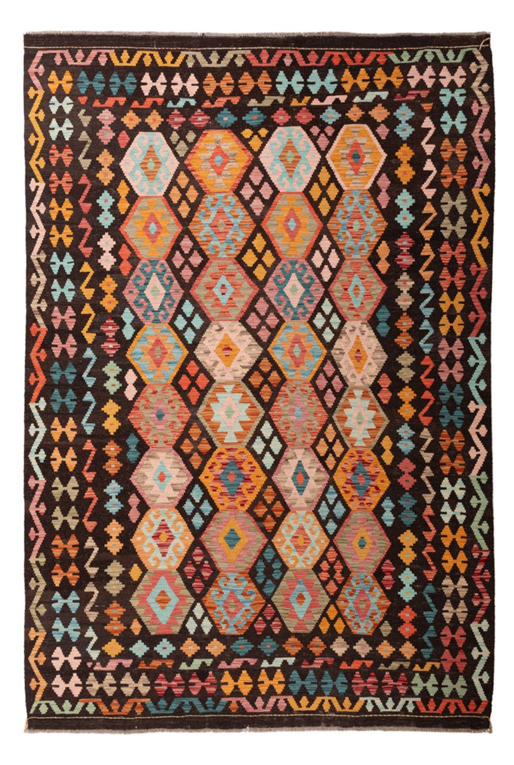 Kelim Carpet - Splash - 306 x 209 cm - flerfarvet