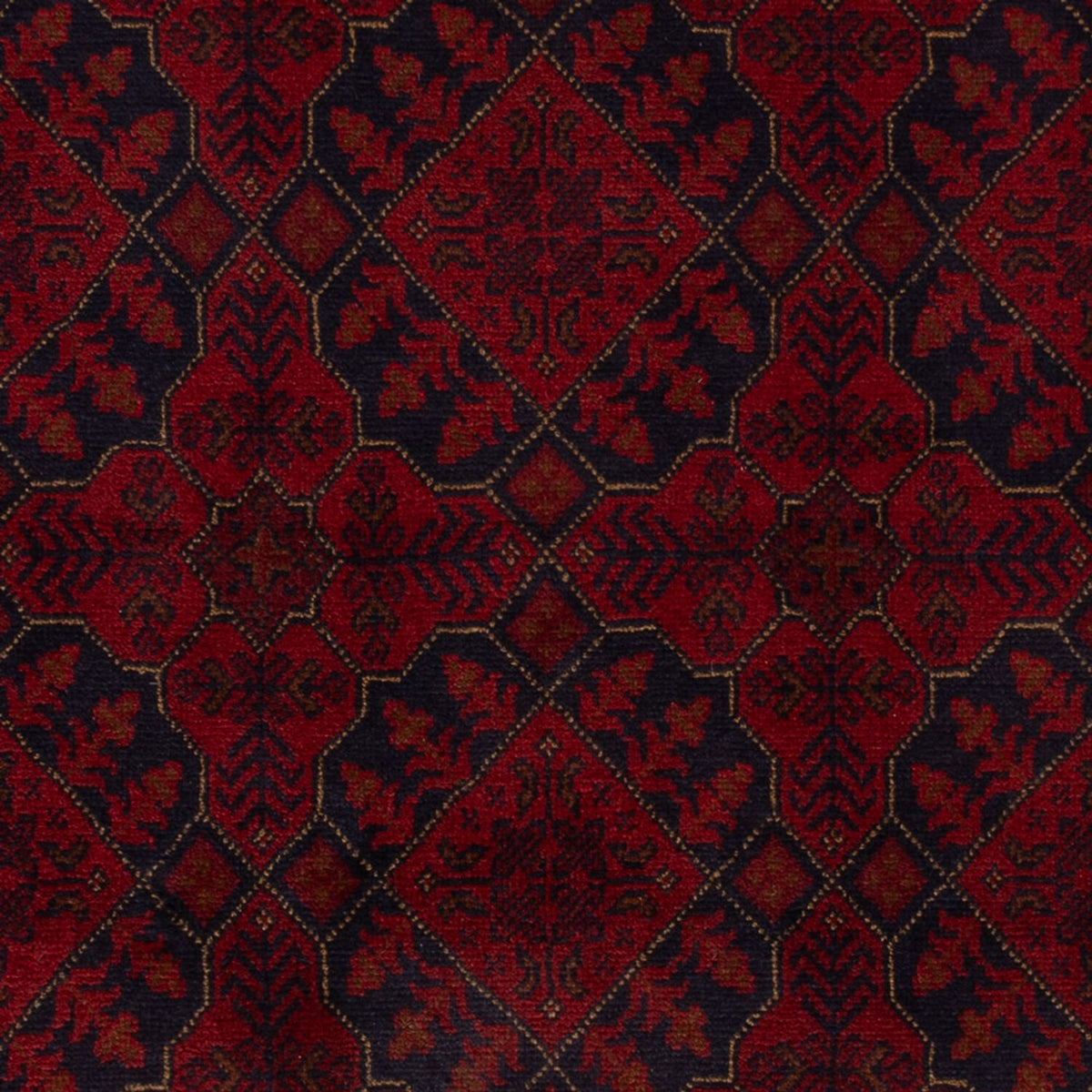 Afghansk tæppe - Kunduz - 201 x 128 cm - mørkerød