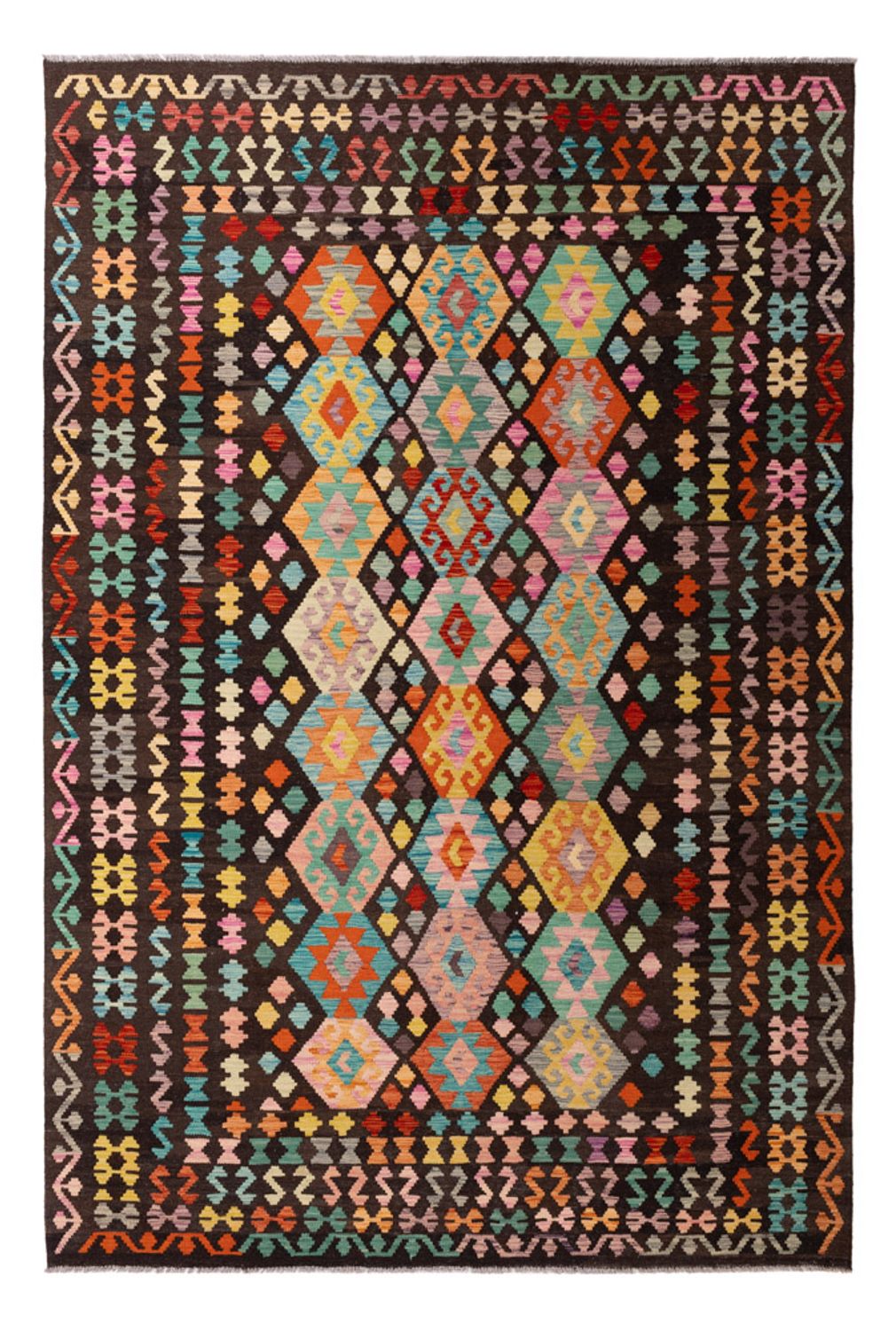 Kelim Carpet - Splash - 291 x 197 cm - flerfarvet