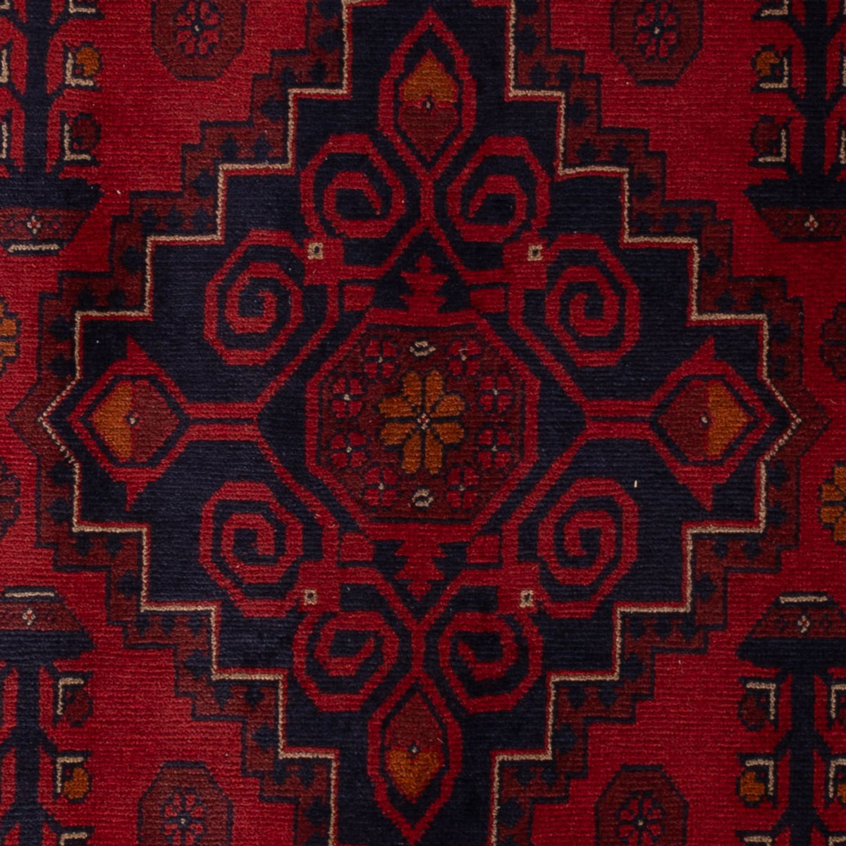Afghansk tæppe - Kunduz - 197 x 127 cm - mørkerød