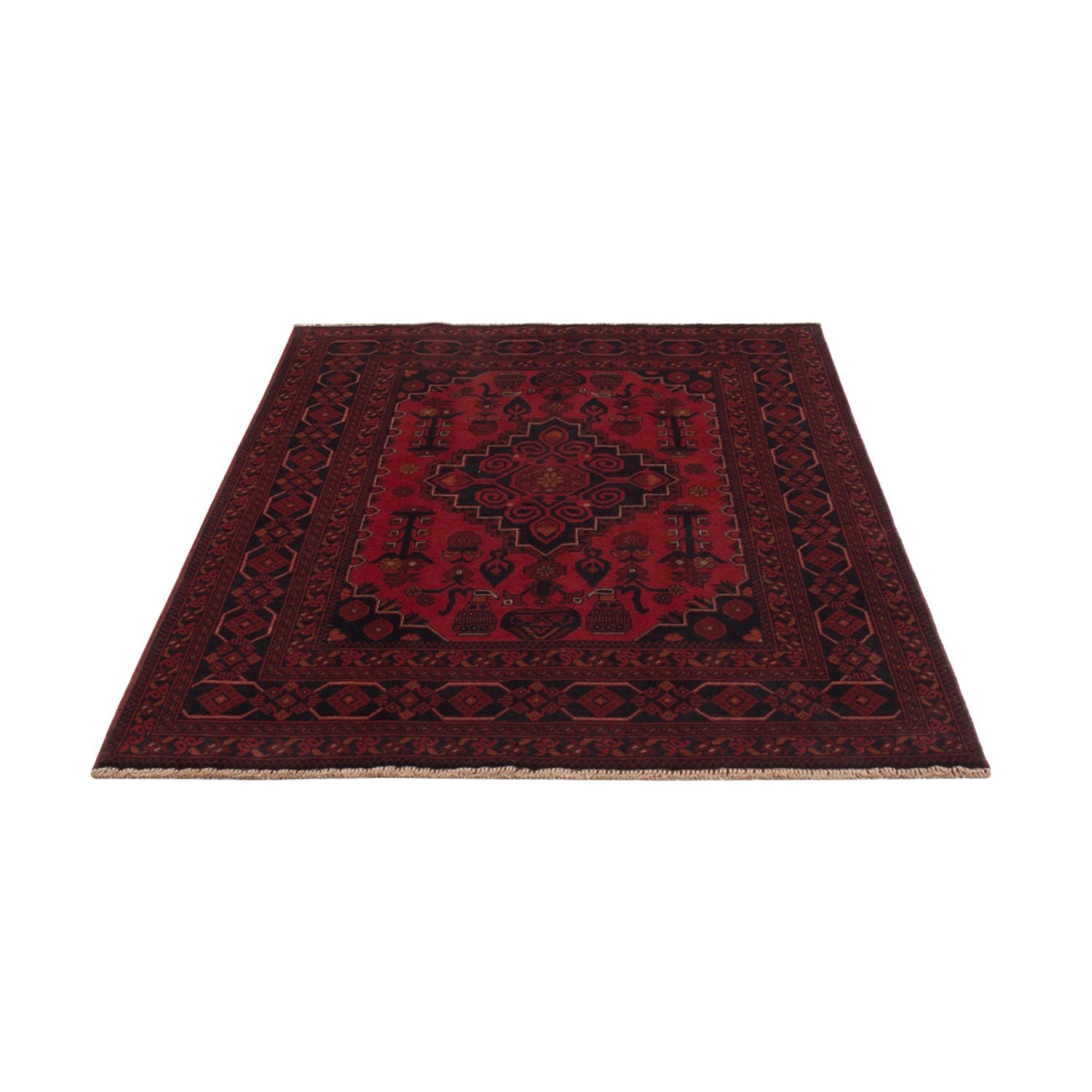 Afghan Teppich - Kunduz - 197 x 127 cm - dunkelrot