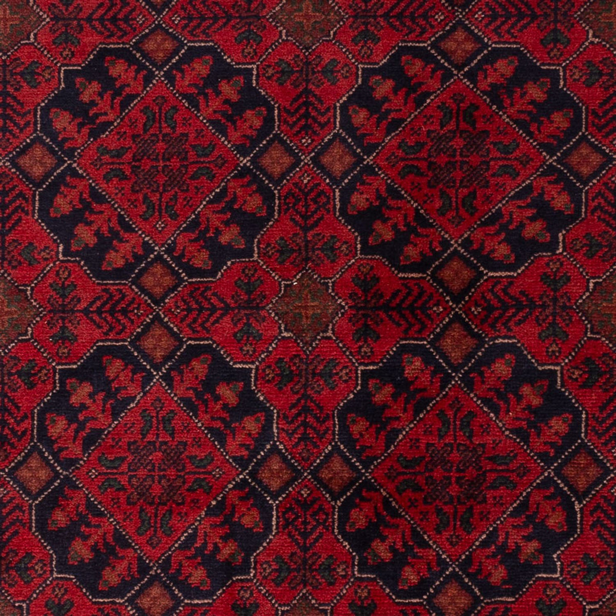 Afghansk tæppe - Kunduz - 198 x 125 cm - mørkerød