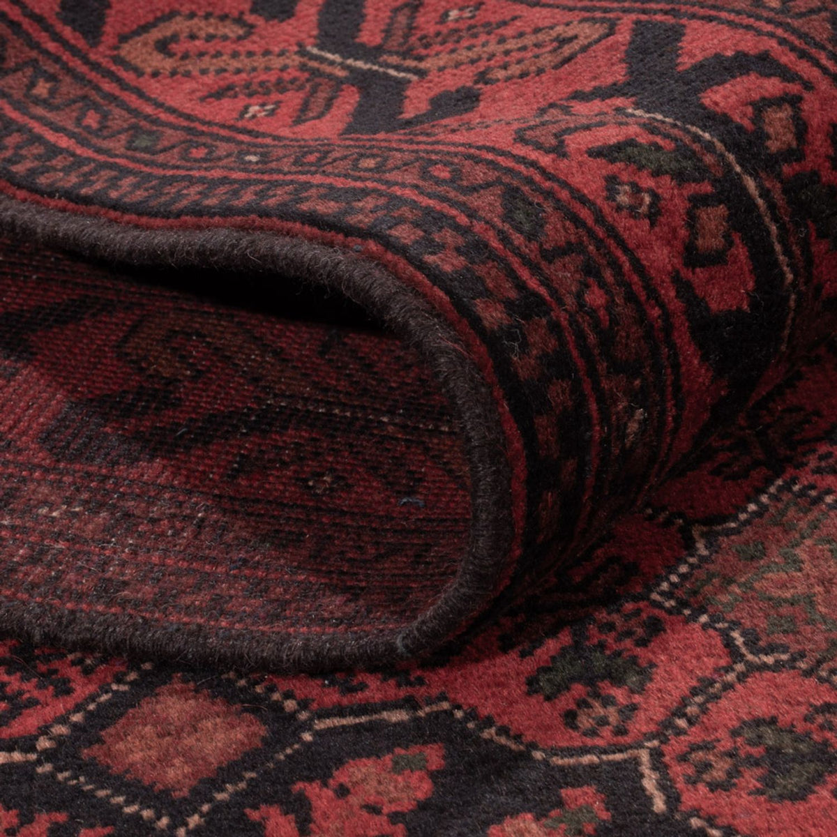 Afghansk tæppe - Kunduz - 198 x 125 cm - mørkerød