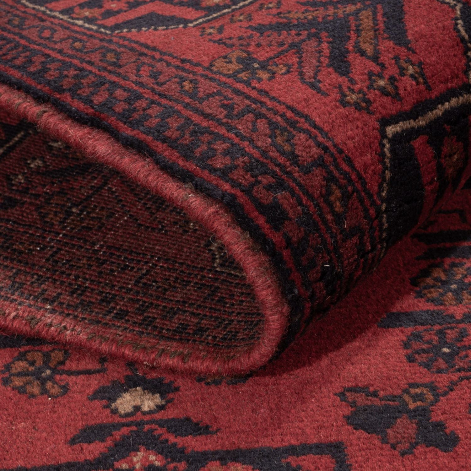 Afghan Teppich - Kunduz - 198 x 130 cm - dunkelrot