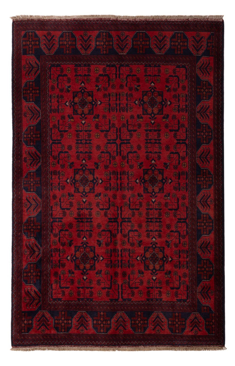 Afghan Teppich - Kunduz - 193 x 127 cm - dunkelrot