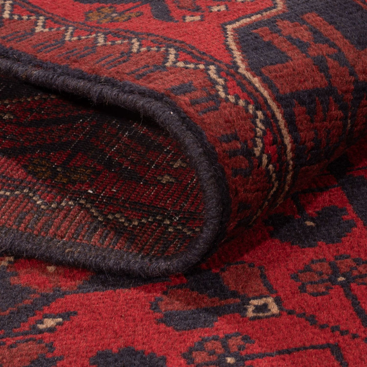 Afghansk tæppe - Kunduz - 196 x 121 cm - mørkerød