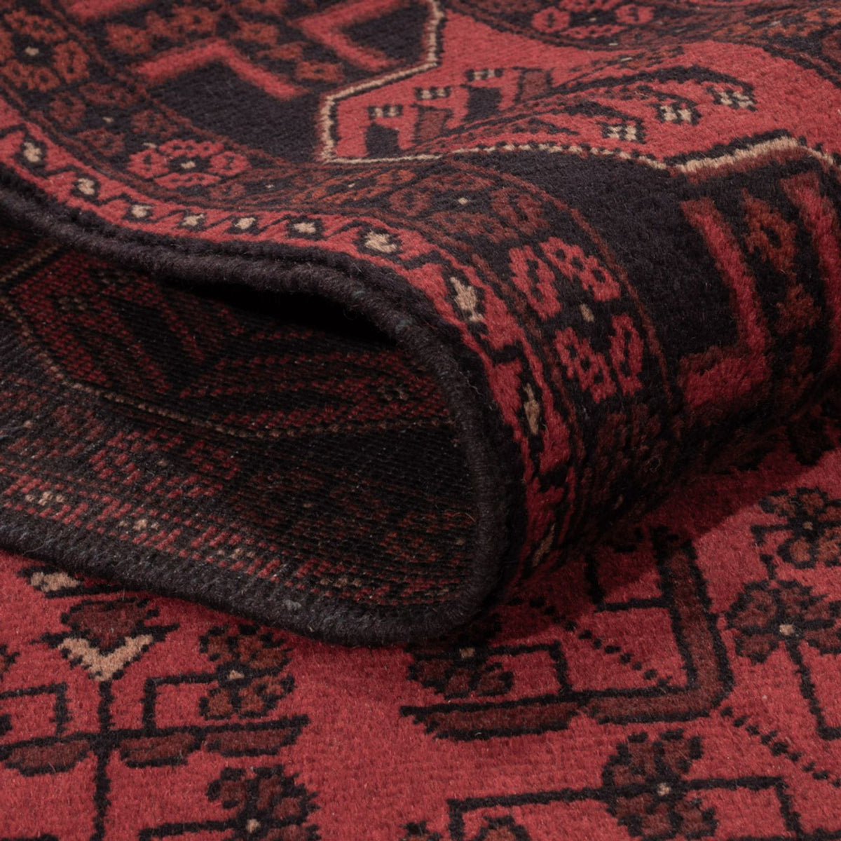 Afghansk tæppe - Kunduz - 195 x 125 cm - mørkerød