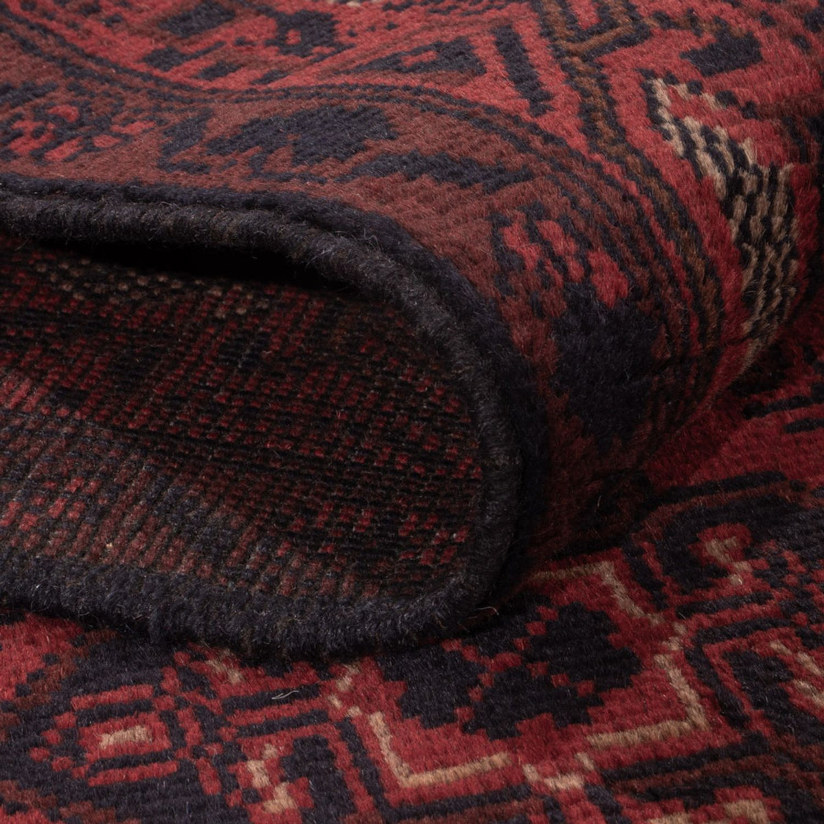 Afghansk tæppe - Kunduz - 190 x 128 cm - mørkerød